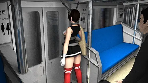 ハロウィンの待ち合わせ場所に出向く途中と思しきおっぱいの谷間全開&超ミニスカートのエロエロコスチューム女子の後ろから、カメラを仕込んだカバンを使ってスカート内を盗撮していると思しき男性を盗撮(ハロウィン盗撮後編)(Libido-Labo) - FANZA同人