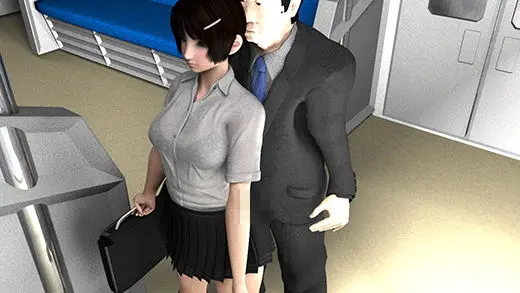 電車内でスカートの短い女子学生の真後ろに不自然に立っているサラリーマン風の男を怪しい、痴●じゃないかと思って見ていたら、なんと男性器を背広のパンツのチャックからむき出しにしてミニスカートに擦り付けていた!(ピンクサテンハートパンティ編)(Libido-Labo) - FANZA同人