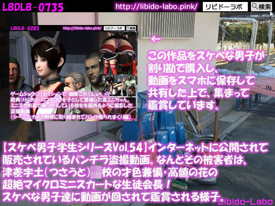 ●【スケベ男子学生シリーズVol.54】インターネットに公開されて販売されているパンチラ盗撮動画。なんとその被害者は、津差宇土（つさうと）学校の才色兼備・高値の花の超絶マイクロミニスカートな生徒会長！スケベな男子達に動画が回されて鑑賞される様子。(Libido-Labo) - FANZA同人