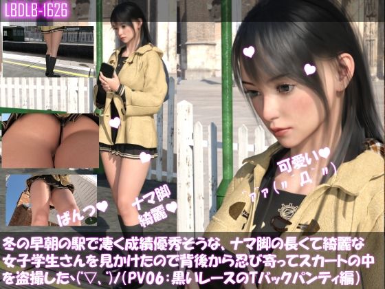 冬の早朝の駅で凄く成績優秀そうな、ナマ脚の長くて綺麗な女子学生さんを見かけたので背後から忍び寄ってスカートの中を盗撮した（PV06:黒レースのパンティ編）(Libido-Labo) - FANZA同人