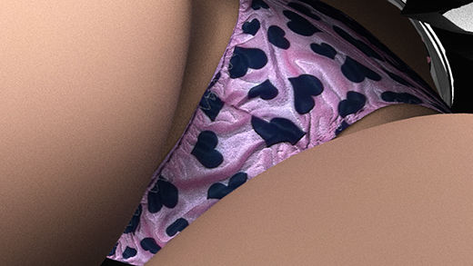 【★新技術！】早朝の電車内で通学中とおぼしき超・スカートの短い女子学生に遭遇。勃起に気付かれないかと思うくらいエロかったが、不自然に彼女のどまんまえに座ったサラリーマン風の男がスマホでスカート内盗撮をしていた。（超リアルパンティ（ピンク黒ハート）編）(Libido-Labo) - FANZA同人