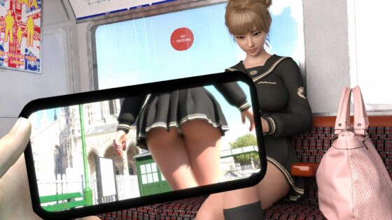 一ノ瀬廻里のど真ん前で彼女のスカート内の盗撮動画をスマホで鑑賞する（その03:駅での盗撮被害・純白Tバックパンティ編）(Libido-Labo) - FANZA同人