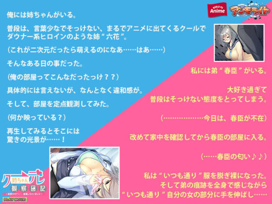 クーデレ姉ちゃん観察日記〜秘密のオナニー、盗撮しちゃいました〜PLAY MOVIE(WorldPG Anime) - FANZA同人