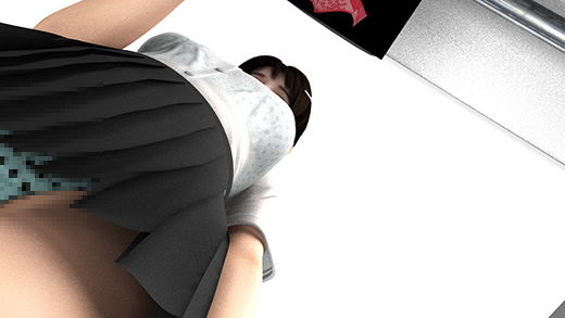 早朝の電車内で通学中とおぼしき超・スカートの短い女子学生に遭遇。勃起に気付かれないかと思うくらいエロかったが、不自然に彼女のどまんまえに座ったサラリーマン風の男がスマホでスカート内盗撮をしていた。（水色水玉パンティ編）(Libido-Labo) - FANZA同人