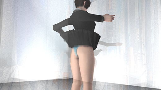 激ミニちゃんに次の仕事が舞い込みました。内容は「風で捲れ上がらないスカートを開発するための風洞実験」。開発中のプロトタイプというミニスカートを履いた彼女は実験用の風洞に入ったものの捲れっぱなしのスカートで見事にパンチラ（PV03:水色サテン地Tバックパンティ編）(Libido-Labo) - FANZA同人