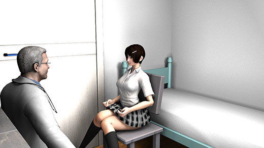 中年男性のヤブ医者に騙され、ミニスカートなのに目の前で大開脚。さらにインフルエンザの診断と偽りマ○コに聴診器を当てられ股間を弄ばれ、しかもその様子を盗撮されるという被害に遭ってしまった激ミニちゃん。（ゼブラ柄のパンティ編）(Libido-Labo) - FANZA同人