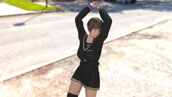 3DCGバーチャルグラビアアイドル『桜庭瑠華』（さくらばるか）が、スカートの鬼短い学生風コスプレ衣装でエッチなダンスを踊りまくる様子をビデオカメラで収めた盗撮動画！(Libido-Labo) - FANZA同人