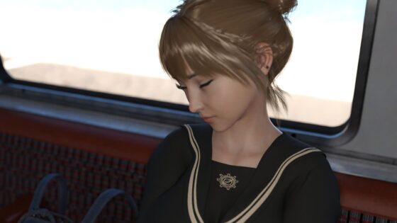 一ノ瀬廻里の通学電車・居眠りパンチラ（シリーズ03:サテン地ハート柄パンティ編）(Libido-Labo) - FANZA同人
