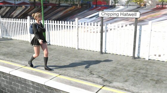 早朝の駅で常軌を逸したスカートの短さの女子学生を見つけた。学校へ向かってホームを歩いているところをドローンを使って追いかけてスカート内を盗撮（001:白Tバックパンティ編）(Libido-Labo) - FANZA同人