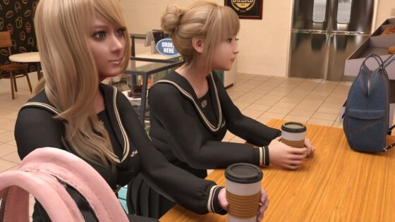 【▲200△100】学校帰りにコーヒーショップに寄って雑談する廻里と友梨。（014:彼氏にゴムを着用せず、膣内に直接射精されたことについて）(Libido-Labo) - FANZA同人