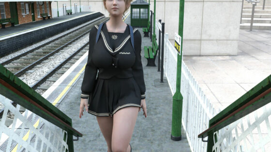 一ノ瀬廻里・早朝の駅で階段を昇っているところを背後からスカート内盗撮される（PV01_水色シマシマパンティ編）(Libido-Labo) - FANZA同人