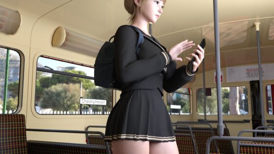 早朝のバス内で常軌を逸したスカートの短さの女子学生を見かけた。（05:一ノ瀬廻里・綺麗でそそるナマ脚とご尊顔をじっくり撮影＆その後スカート内盗撮・黒いパンティ編）(Libido-Labo) - FANZA同人