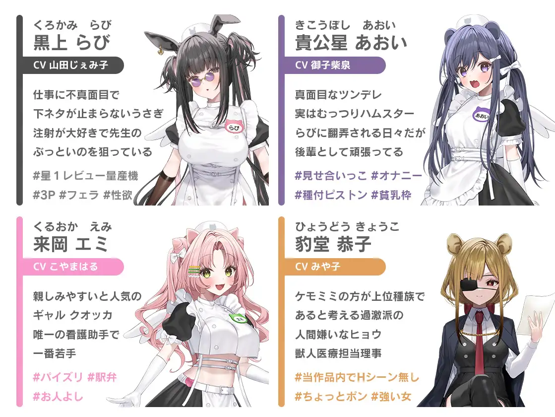 【本編動画2時間40分超】発情ケモミミclinic【ぬるぬるLive2Dアニメーション×豪華声優陣】 [Lapingris] | DLsite 同人 - R18